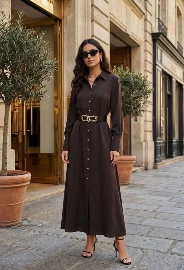 Robe chemise ceinturée