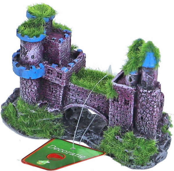 Boon Aqua Deco ornament kasteel dubbel met brug en mos, 11×5 cm.