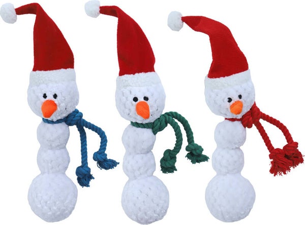 Kerst Sneeuwpop pluche met piep assorti - 35 cm