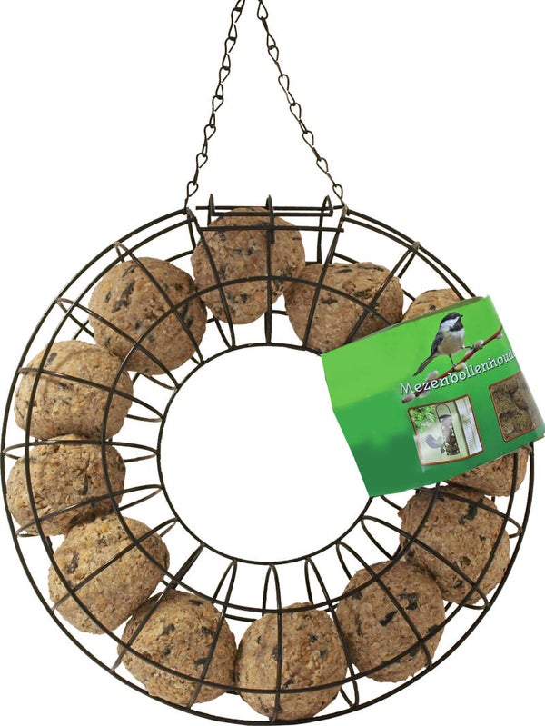 Metalen mezenbol houder rond groen