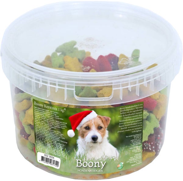 Boony hondenkoek kerstmix emmer 1000 gram