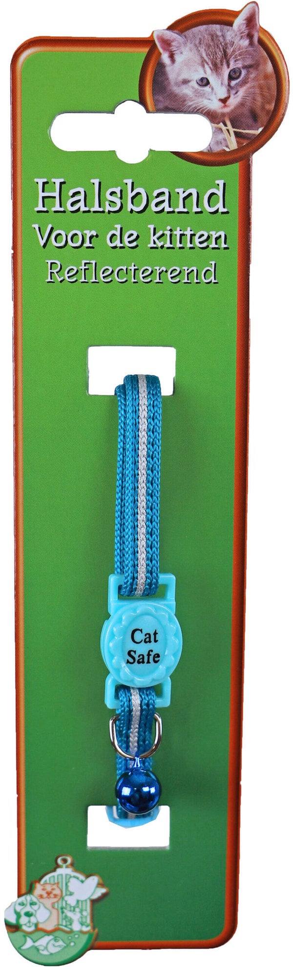 Boon Kitten halsband polyester neon, blauw reflecterend