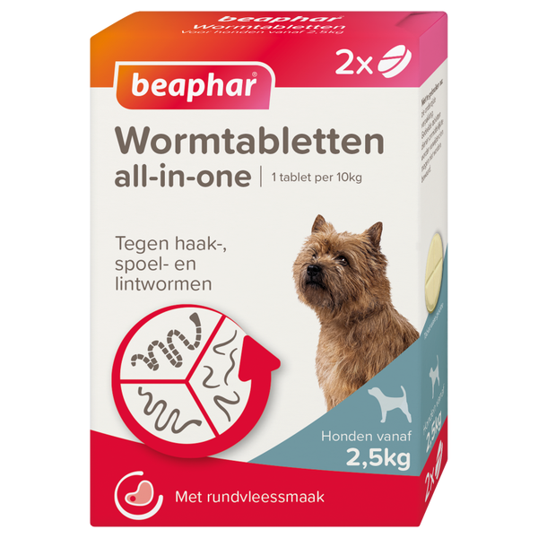 Beaphar Wormtabletten All-in-One hond 2,5-20kg 2 tabletten