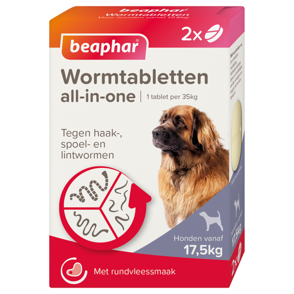 Beaphar Wormtabletten All-in-One hond 17,5-70kg 2 tabletten