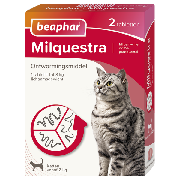 Beaphar Milquestra ontwormingsmiddel kat 2 tabletten