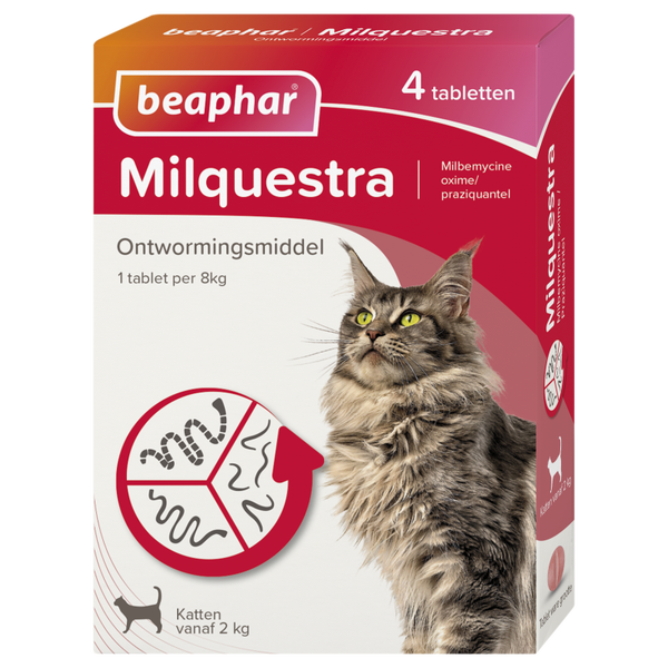 Beaphar Milquestra ontwormingsmiddel kat 4 tabletten
