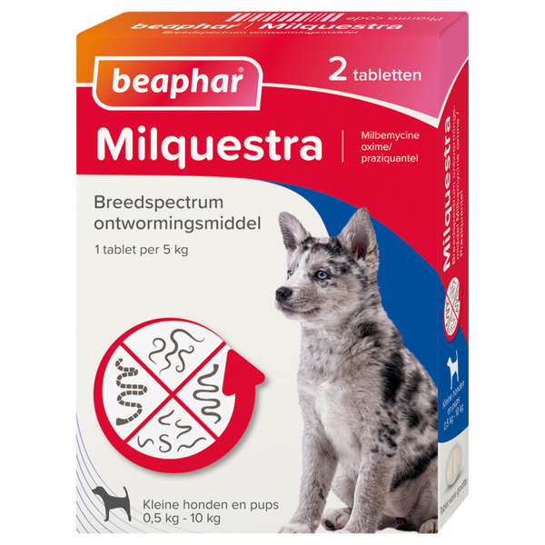 Beaphar Milquestra ontwormingsmiddel kleine hond / pup 2 tabletten