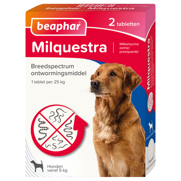Beaphar Milquestra ontwormingsmiddel hond 2 tabletten