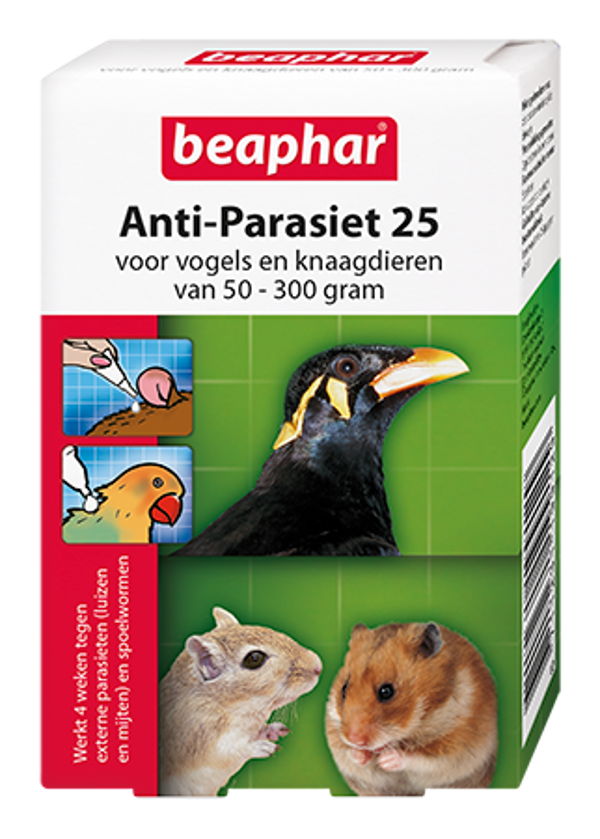 Beaphar Anti-Parasiet 25 voor vogels en knaagdieren van 50-300g