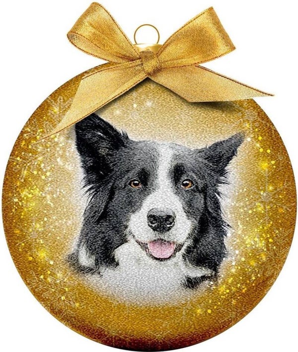Kerstbal Frosted Border Collie