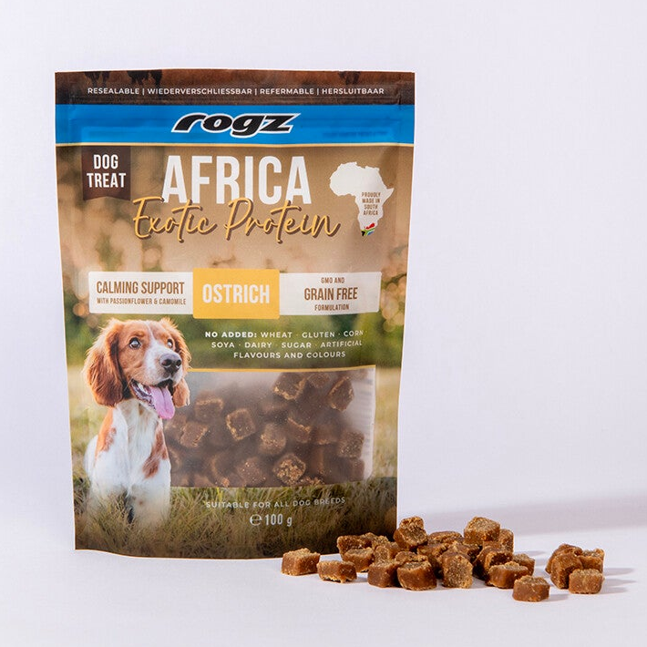 Rogz Hypoallergene Hondensnack Africa Calming Struisvogel 6 x 100 gr.
