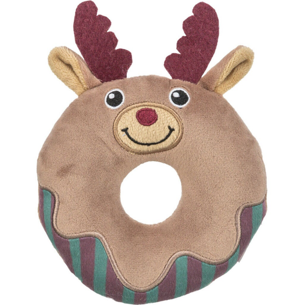 Trixie Kerst eland donut, pluche kerst eland ring, 14 cm