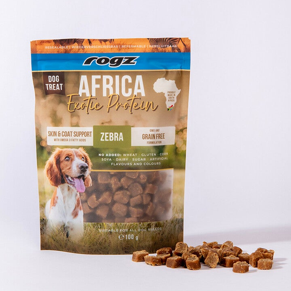 Rogz Hypoallergene Hondensnack Africa Skin & Coat Zebra 6 x 100 gr.