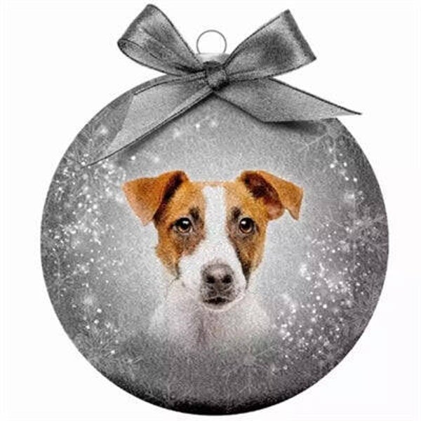 Kerstbal Frosted Jack Russel