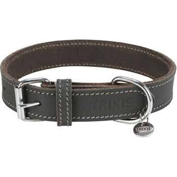 Trixie Rustic Vetleer Halsband Grijs