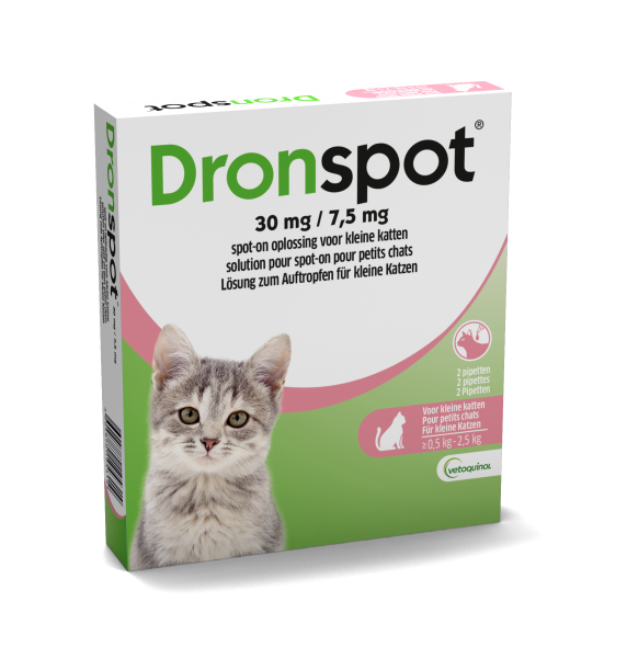 Dronspot 30 mg/7,5 mg spot-on voor kleine katten