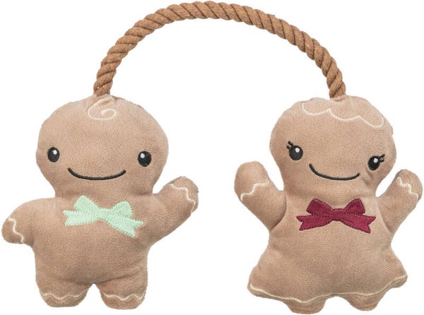 Trixie Kerstpeperkoekpaar, kerstman en -vrouw peperkoek aan een touwtje, 22 cm