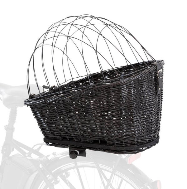 Trixie Hondenfietsmand voor de bagagedrager van riet, zwart