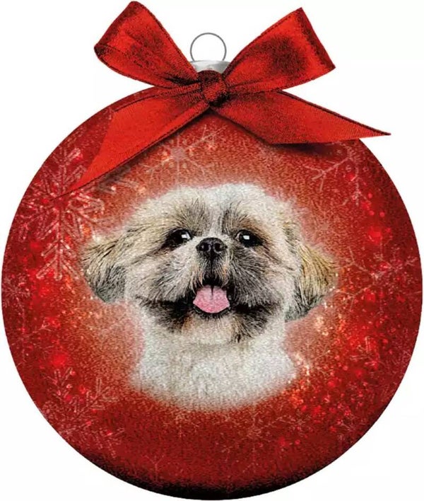 Kerstbal Frosted Shih Tzu