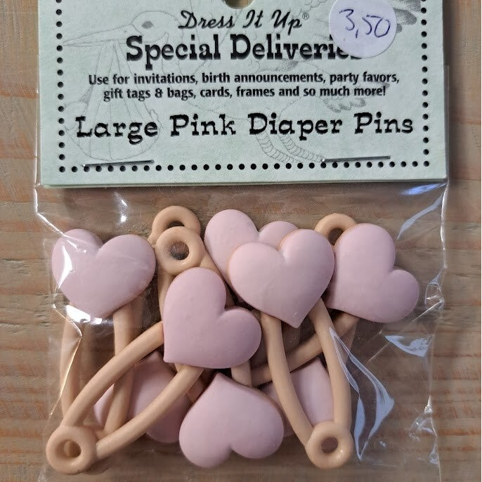 Dress it up - Sierknopen - Pink Diaper Pins