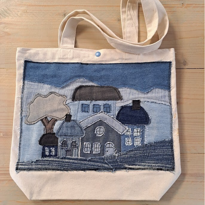 Naaipatroon - Dorpje van spijkerstof