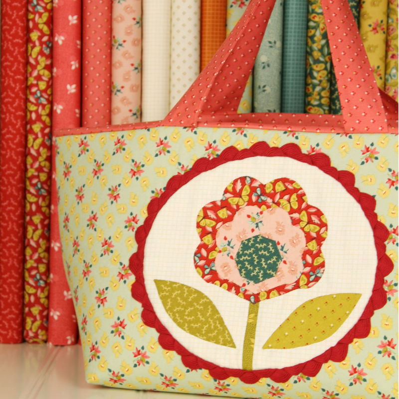 Back en Forth quiltstoffen met een gequilte tas gemaakt van deze stoffen