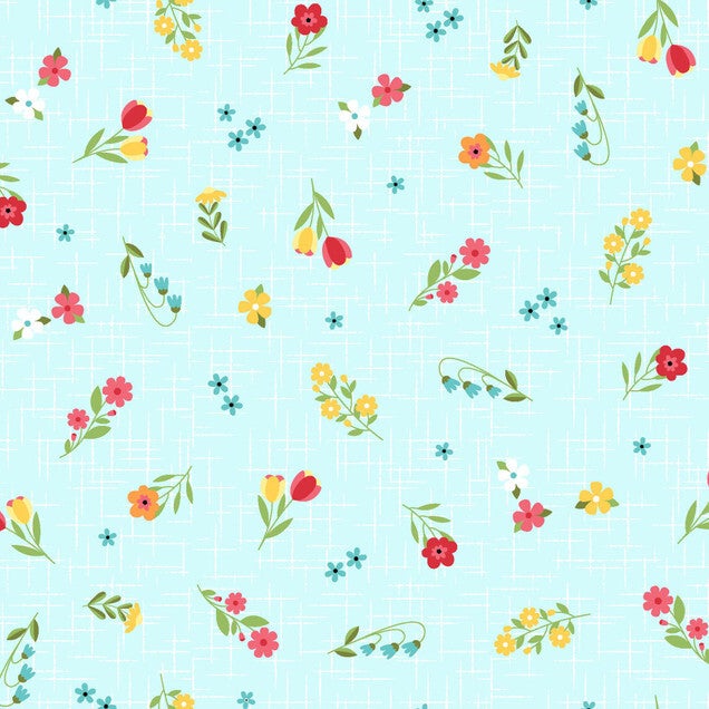 Sippin' on Sunshine - Ditsy On Texture Aqua Blue