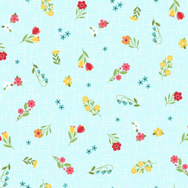 Sippin' on Sunshine - Ditsy On Texture Aqua Blue