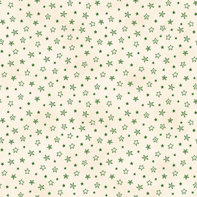 Christmastime Stars Ecru Green