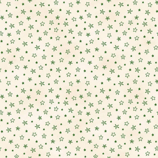 Christmastime Stars Ecru Green