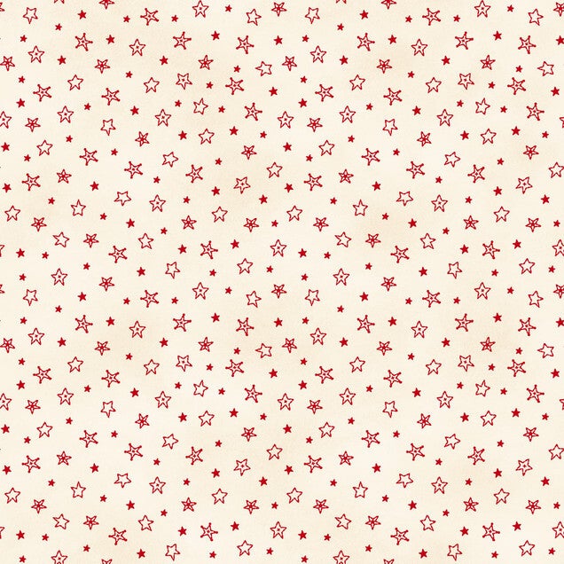Christmastime Stars Ecru Red