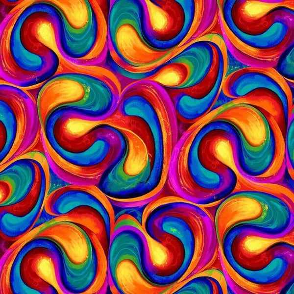 Sundance - Multi Painterly Swirls Flora CD3308 Bright