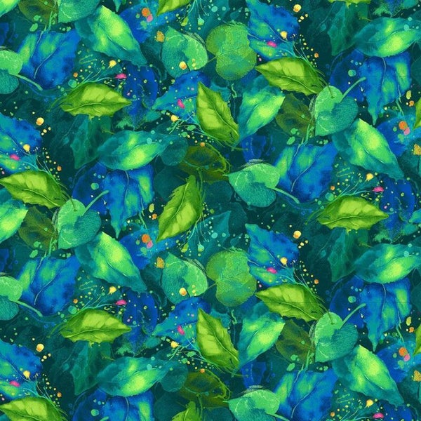 Sundance - Tossed Sunflower Leaves Flora CD3306 Lagoon