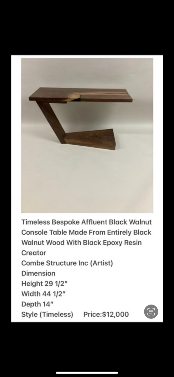 Timeless Bespoke Affluent Black Walnut Console Table