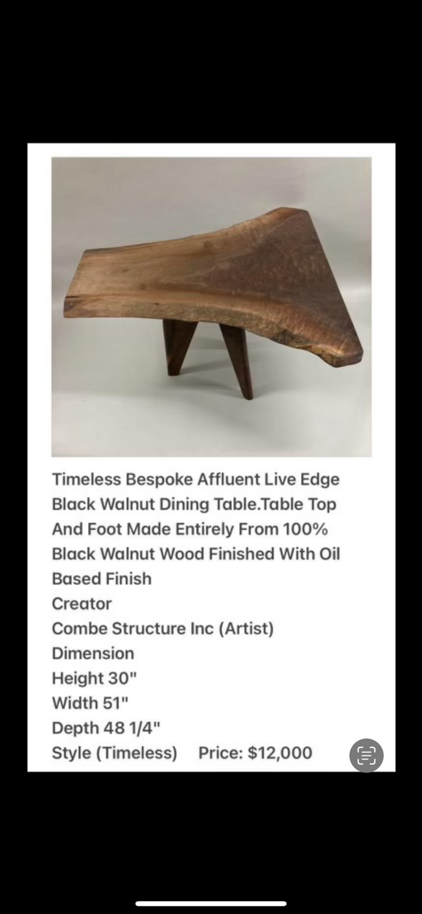 Timeless Bespoke Affluent Live Edge Black Walnut Dining Table