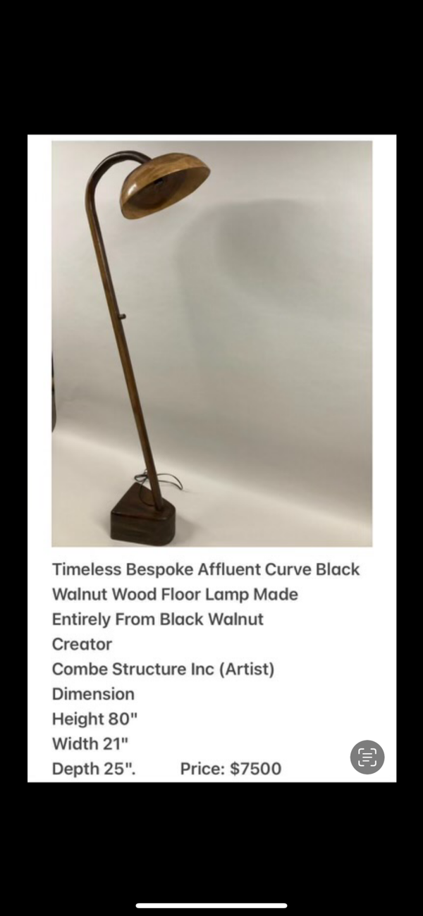 Timeless Bespoke Affluent Curve Black Walnut Wood Floor Lamp