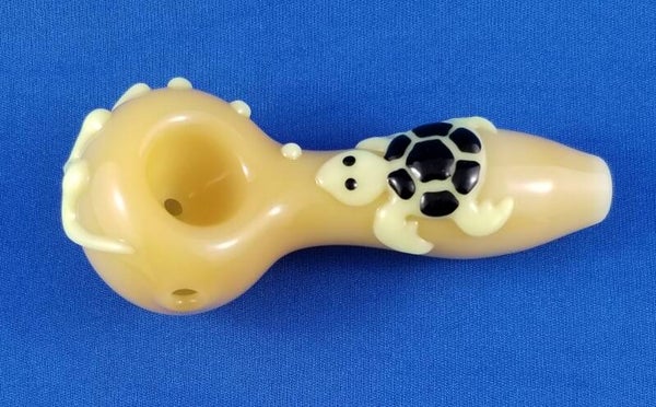 Turtle Glow in Dark 4" Glass Hand Pipe - Yellow