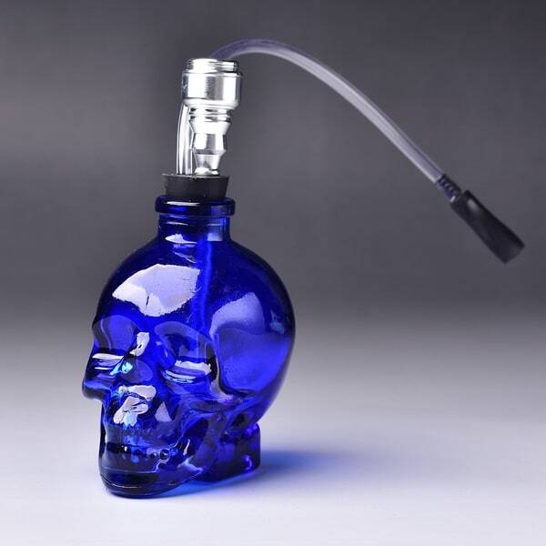 Skull 5" Glass Hand Pipe - Blue
