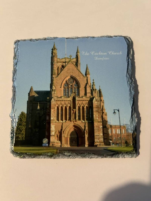 The Crichton Church, Dumfries Slate Coaster