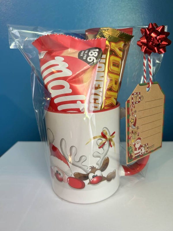 Santa & Reindeer Christmas Filled Mug