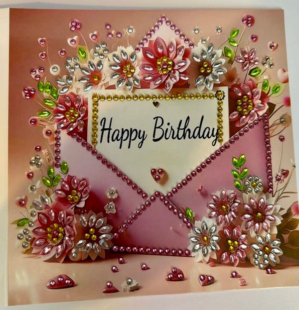 Pink floral Diamond Art Card