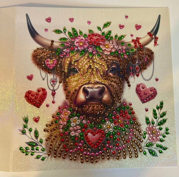 Highland cow diamond art card