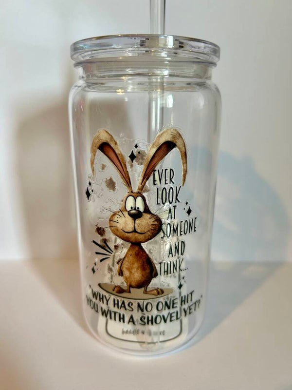 "Hit with Shovel" plastic tumbler