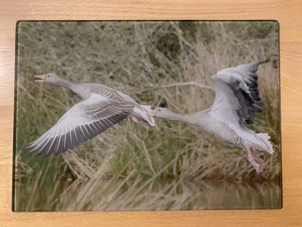 Geese in flight Glass Chopping Board