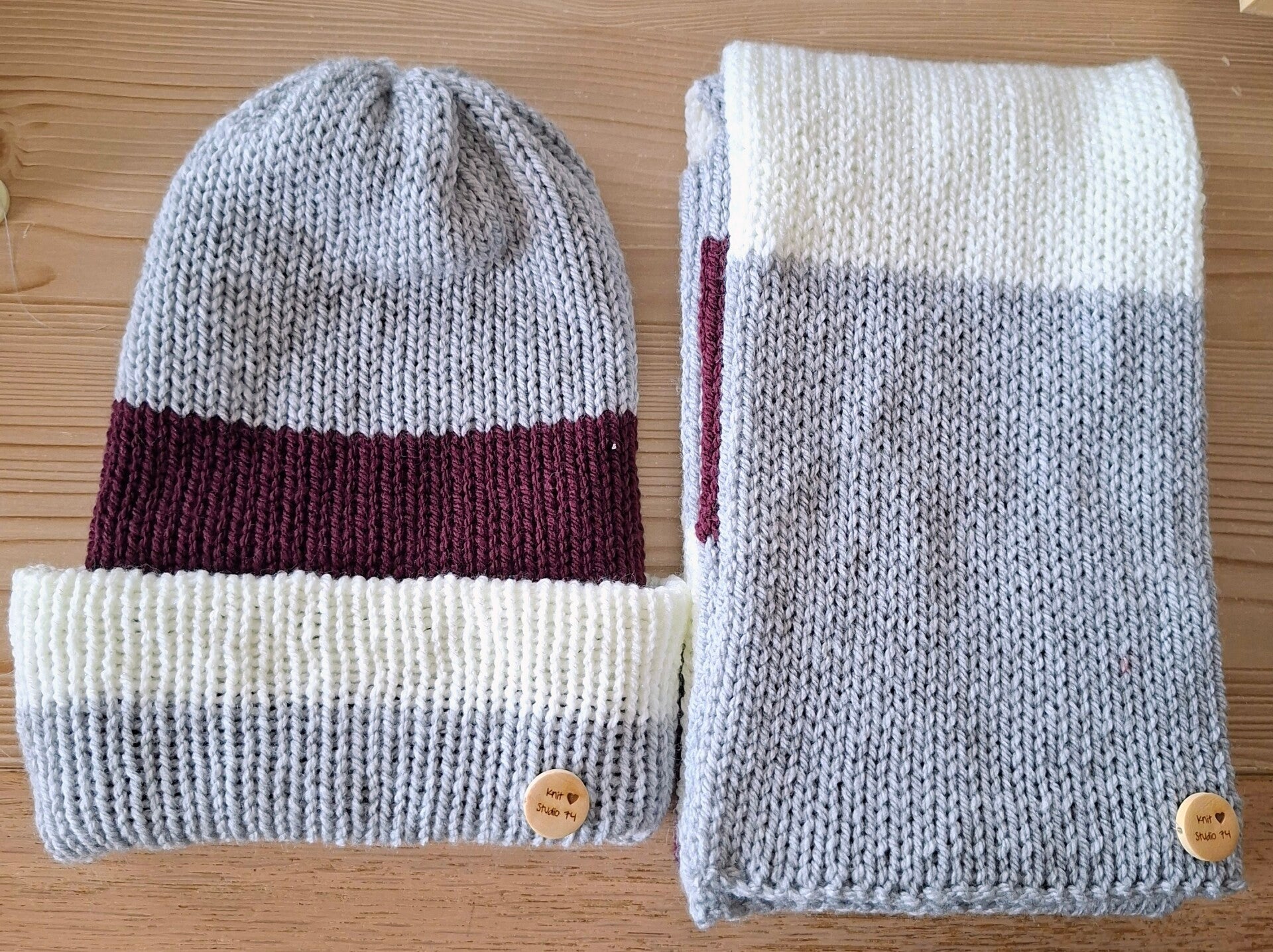 Sjaal en muts Burgundy Rust