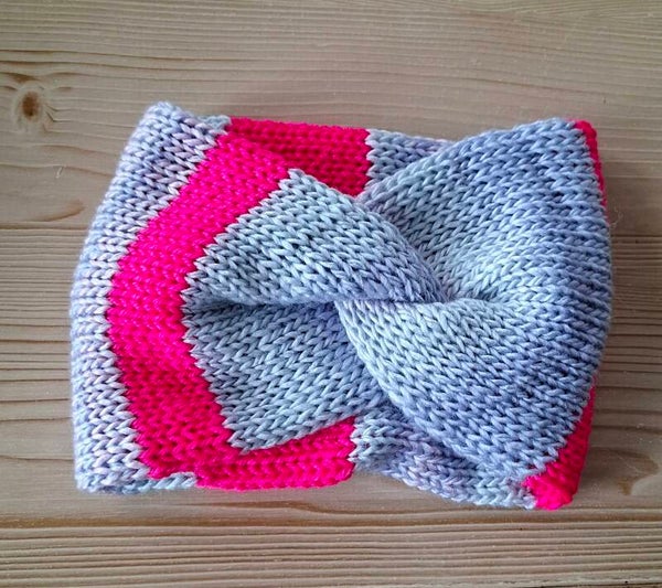 Winterhaarband lichtgrijs roze