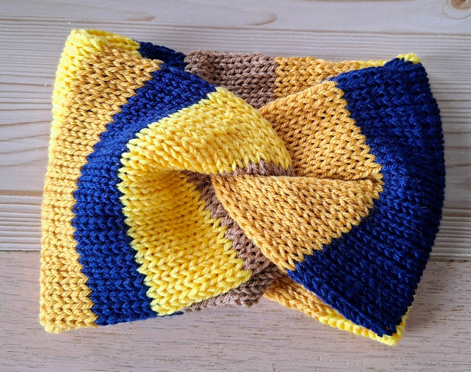 Winterhaarband geel blauw