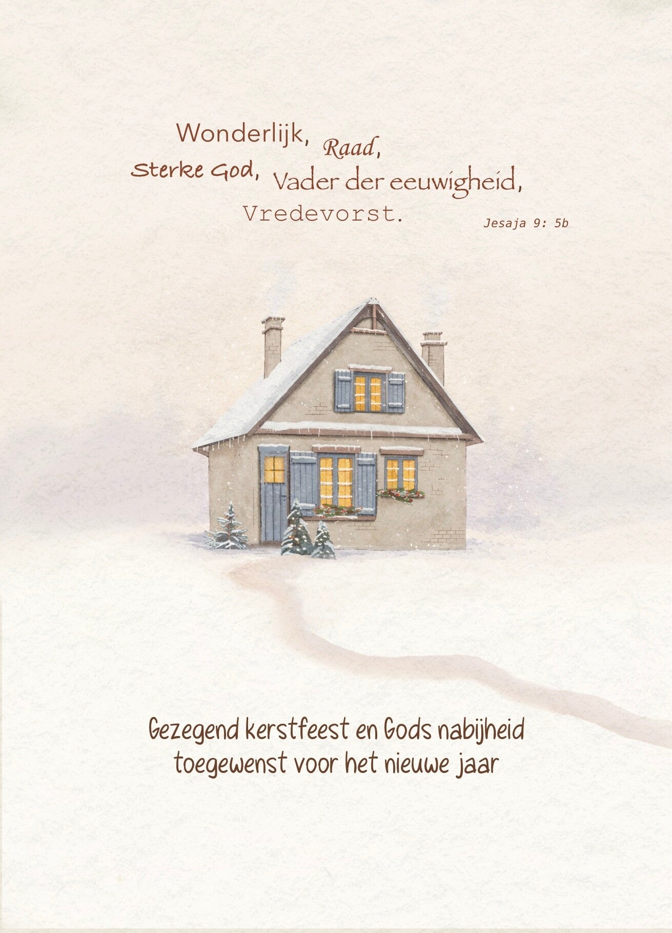 Christelijke kerstkaart – Wonderlijk, Raad, Sterke God, Vader der eeuwigheid, Vredevorst