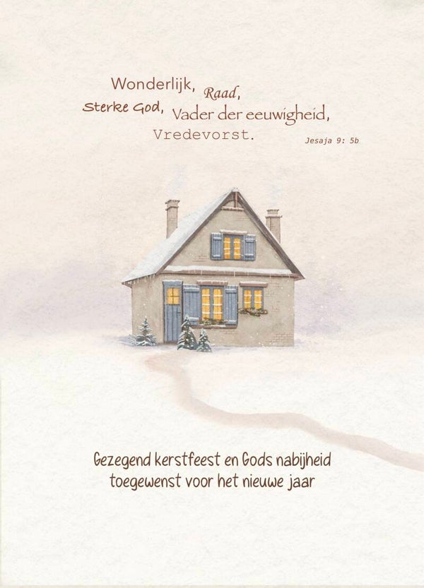 Christelijke kerstkaart – Wonderlijk, Raad, Sterke God, Vader der eeuwigheid, Vredevorst