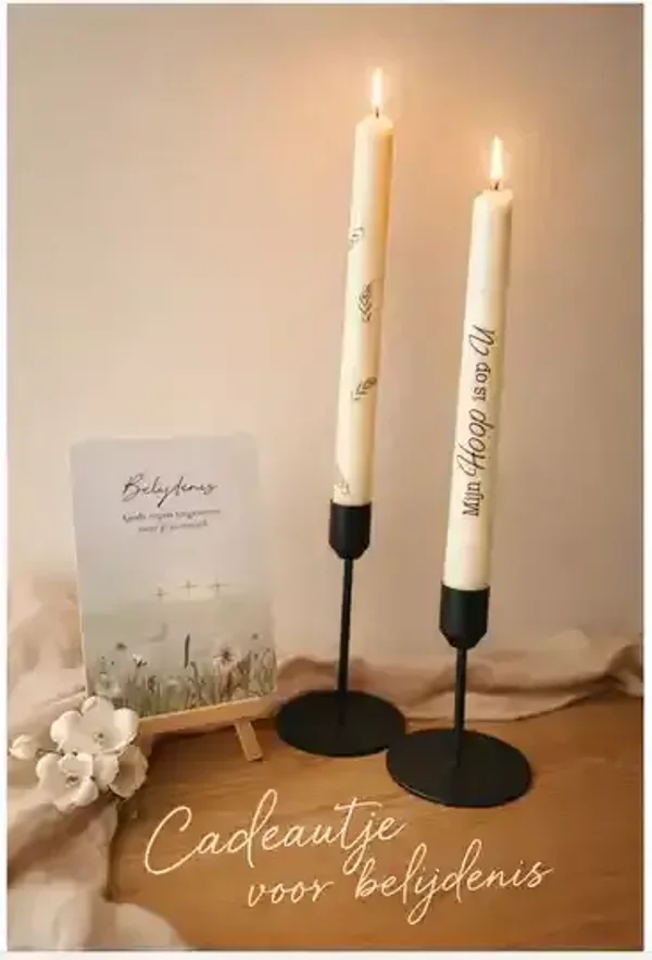Belijdenis cadeau set – Kaart en kaarsen Mijn hoop is op U / De Heer is mijn Herder